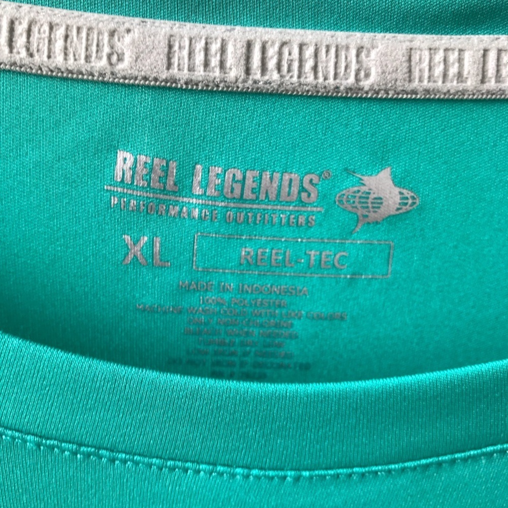 Reel Legends long XL thumb holes crew neck teal green Fishing‎ Outdoor Hiking - Picture 3 of 4